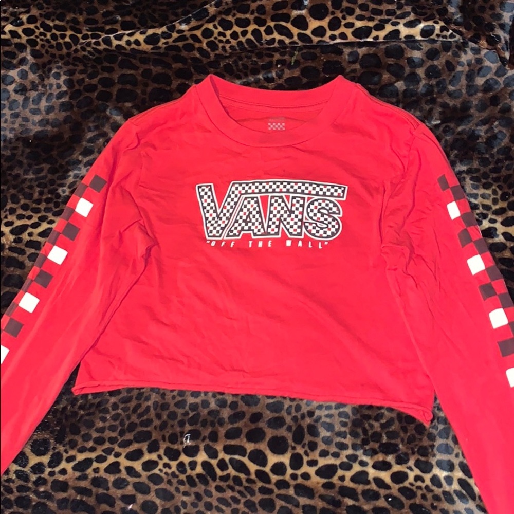 Red Vans long sleeve cropped shirt.